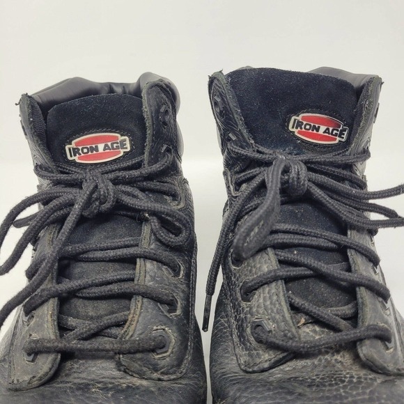 Iron Age Boots Mens 10 Black Leather Work Trencher Composite Toe IA5007 - Picture 6 of 10